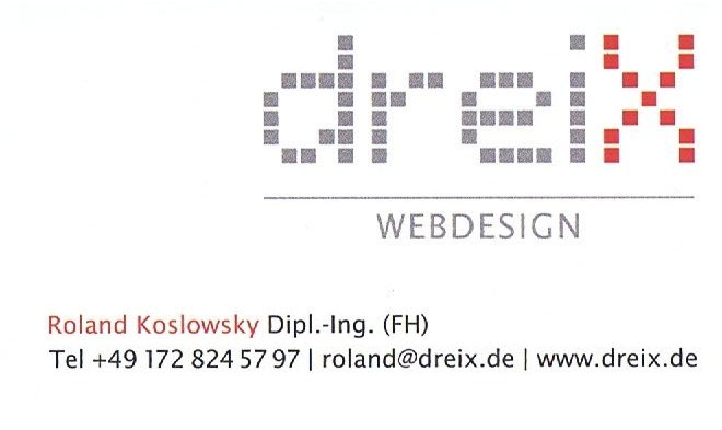 Visitenkarte von Roland Koslowsky Dreix webdesign